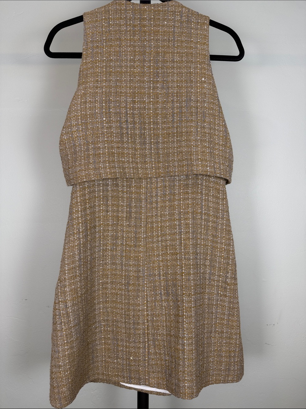 Sandro Paris Sleeveless Tweed Layered V-Neck Mini Dress EUC Size 4 (S) - Picture 3 of 16